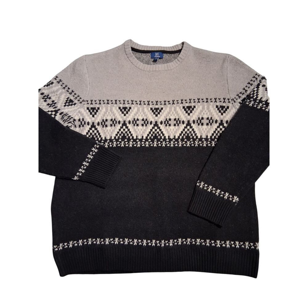 George Mens size XL Color Block‎ Fair Aisle Crew Neck Sweater Grungecore Grandpa